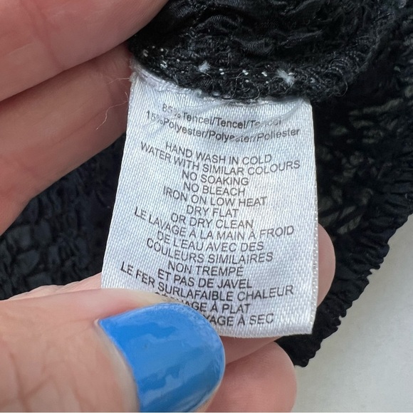 CIEBON bianca pucker effect short sleeve top in black stretchy smocked blouse m - Picture 6 of 8